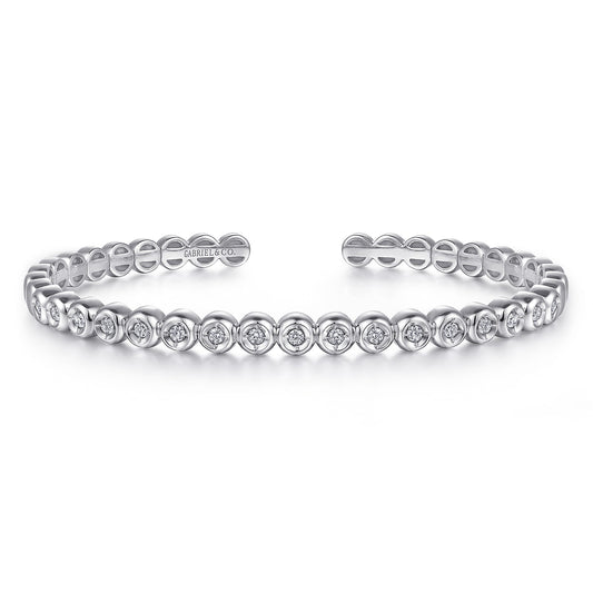 14K White Gold Diamond Station Open Bangle — Gabriel & Co. BG4611-62W45JJ