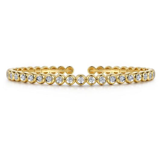 14K Yellow Gold Diamond Station Open Bangle — Gabriel & Co. BG4611-62Y45JJ