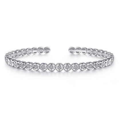 14K White Gold Diamond Station Open Bangle — Gabriel & Co. BG4611-65W45JJ