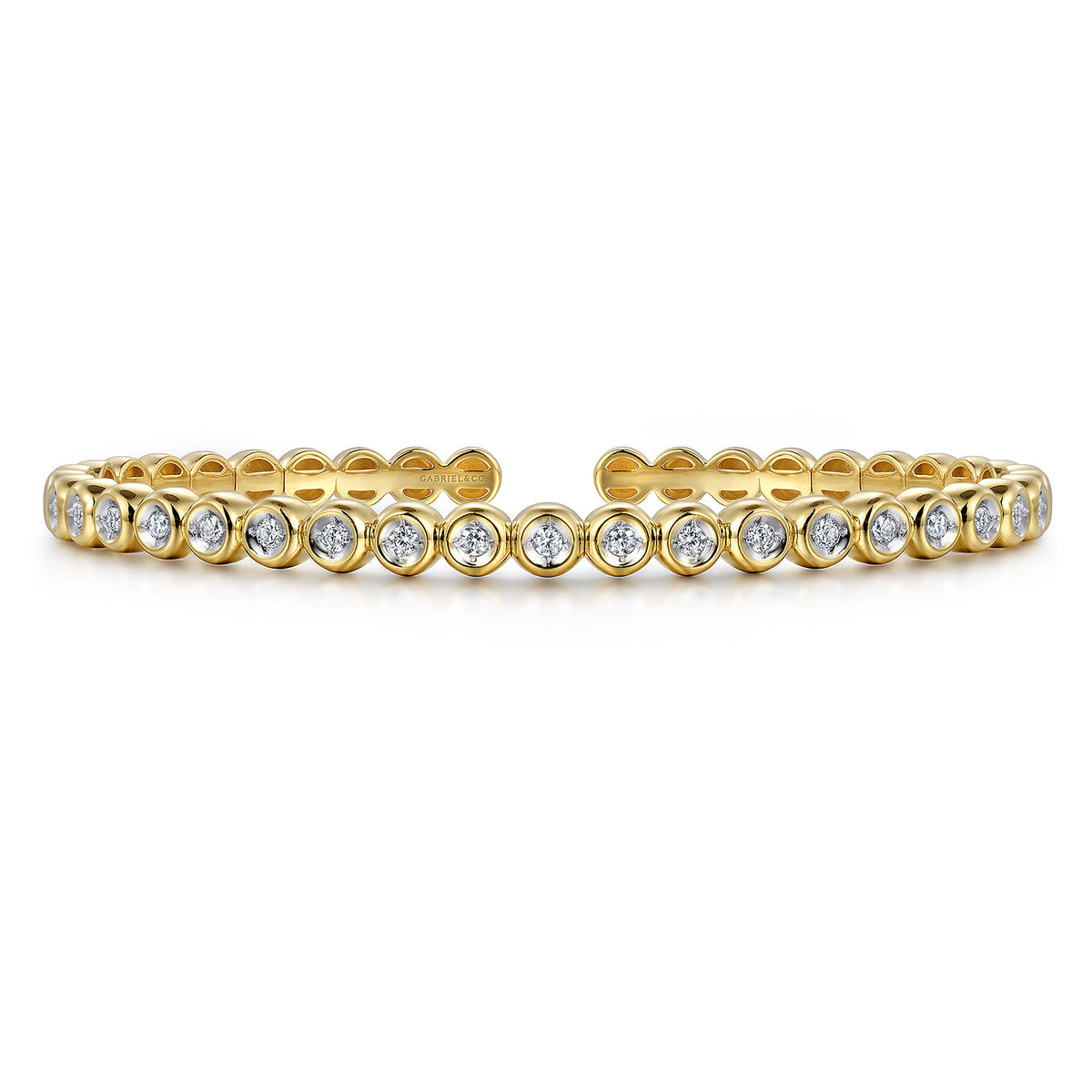14K Yellow Gold Diamond Station Open Bangle — Gabriel & Co. BG4611-65Y45JJ