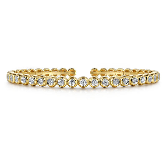 14K Yellow Gold Diamond Station Open Bangle — Gabriel & Co. BG4611-65Y45JJ