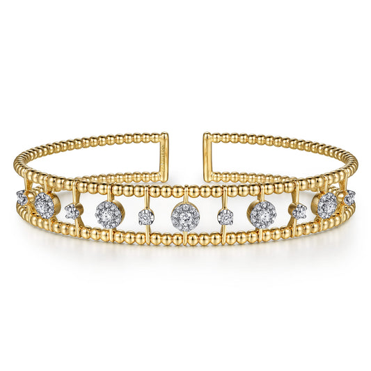 14K Yellow Gold Bujukan Diamond Cluster Cuff Bangle — Gabriel & Co. BG4613-62Y45JJ