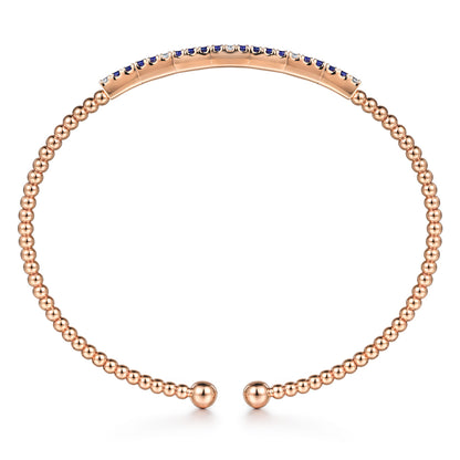 14K Rose Gold Bujukan Diamond and Blue Sapphire Cuff Bracelet — Gabriel & Co. BG4702-62K45SA