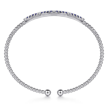 14K White Gold Bujukan Diamond and Blue Sapphire Split Bangle — Gabriel & Co. BG4702-62W45SA