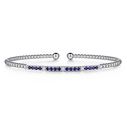 14K White Gold Bujukan Diamond and Blue Sapphire Split Bangle — Gabriel & Co. BG4702-6W45SA