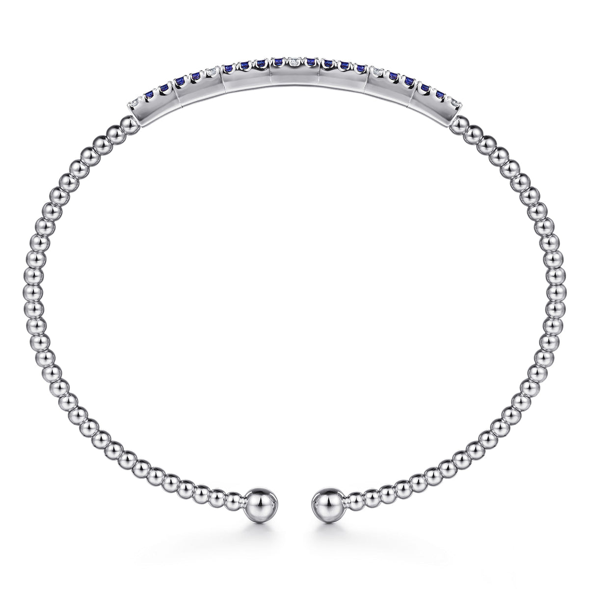 14K White Gold Bujukan Diamond and Blue Sapphire Split Bangle — Gabriel & Co. BG4702-6W45SA