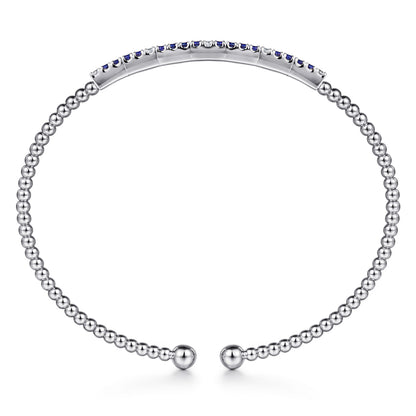14K White Gold Bujukan Diamond and Blue Sapphire Split Bangle — Gabriel & Co. BG4702-6W45SA