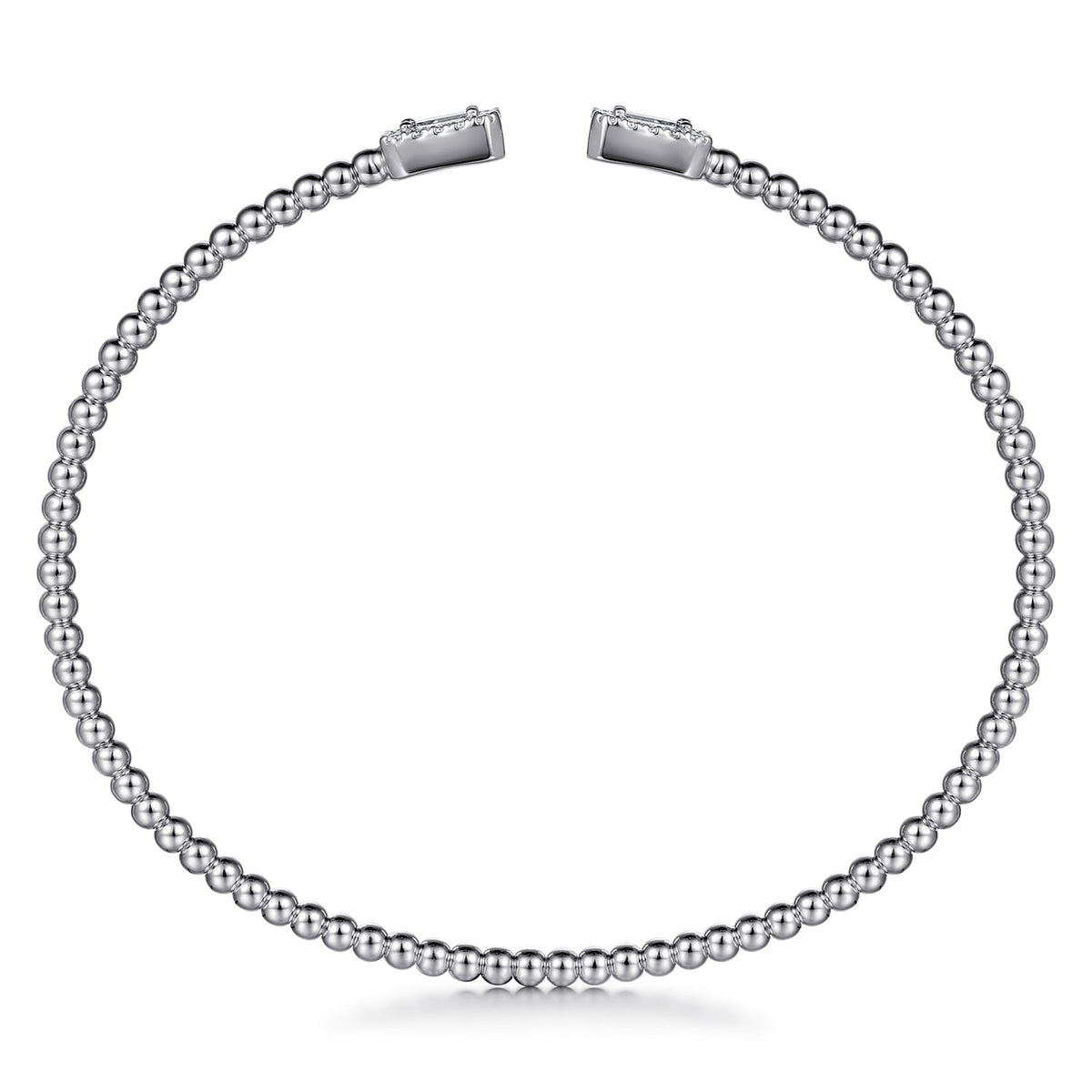 14K White Gold Bujukan Open Cuff Bracelet with Diamond Baguettes — Gabriel & Co. BG4711-6W44JJ
