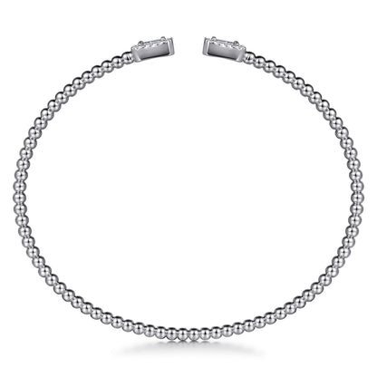 14K White Gold Bujukan Open Cuff Bracelet with Diamond Baguettes — Gabriel & Co. BG4711-6W44JJ