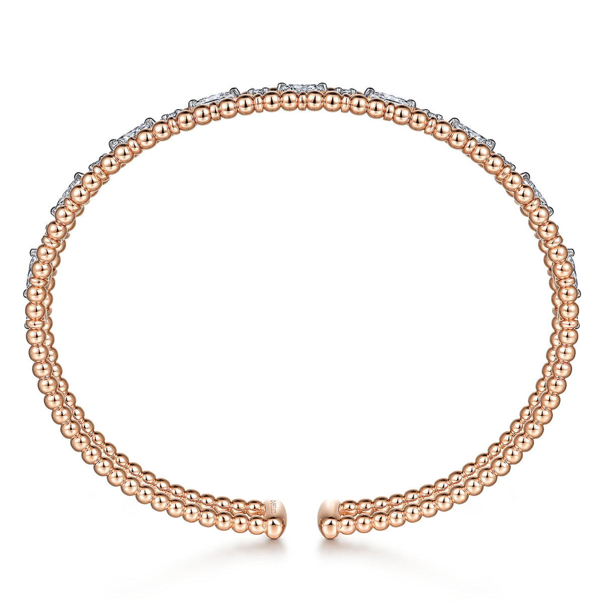 14K Rose Gold Bujukan Cuff Bracelet with Marquise and Round Diamonds — Gabriel & Co. BG4716-62K44JJ