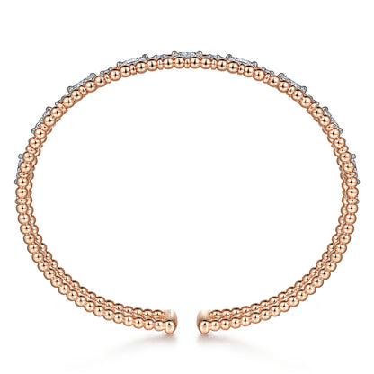 14K Rose Gold Bujukan Cuff Bracelet with Marquise and Round Diamonds — Gabriel & Co. BG4716-62K44JJ