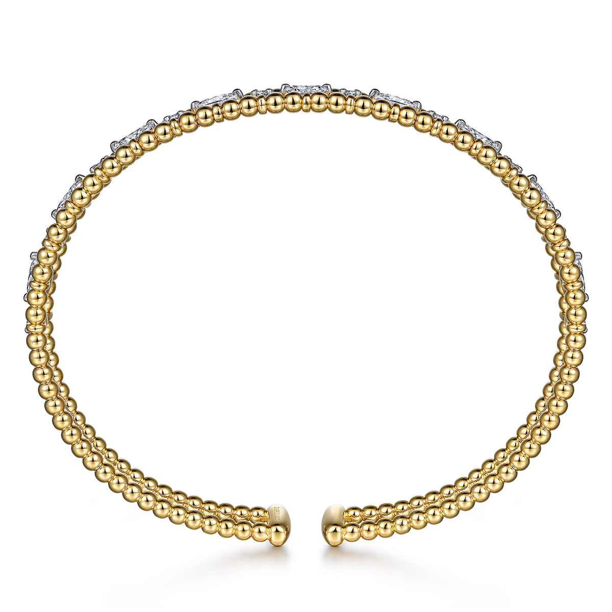 14K Yellow Gold Bujukan Cuff Bracelet with Marquise and Round Diamonds — Gabriel & Co. BG4716-62Y44JJ