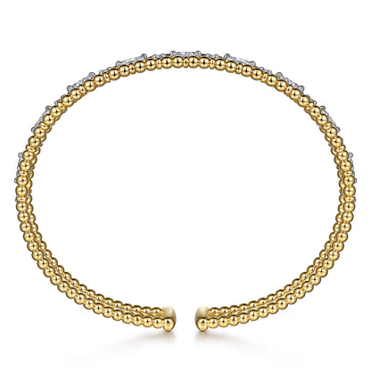 14K Yellow Gold Bujukan Cuff Bracelet with Marquise and Round Diamonds — Gabriel & Co. BG4716-62Y44JJ
