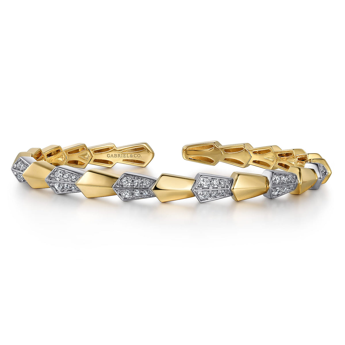 14K White & Yellow Gold Diamond  Bangle — Gabriel & Co. BG4769-62M45JJ
