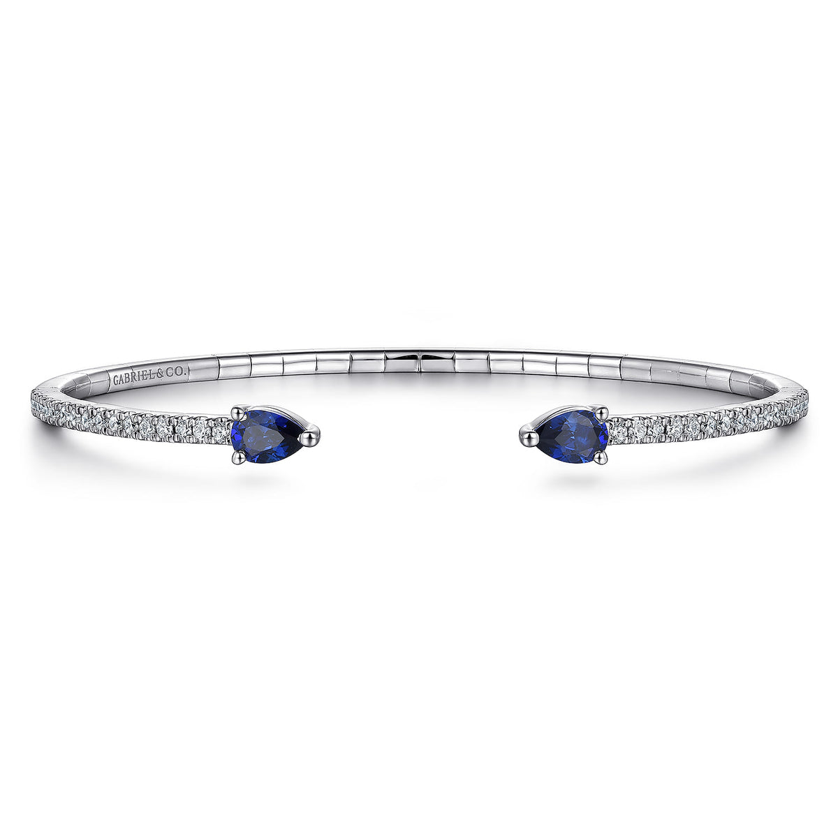 14K White Gold Arrow Sapphire and Diamond Cuff Bracelet — Gabriel & Co. BG4770-62W45SA