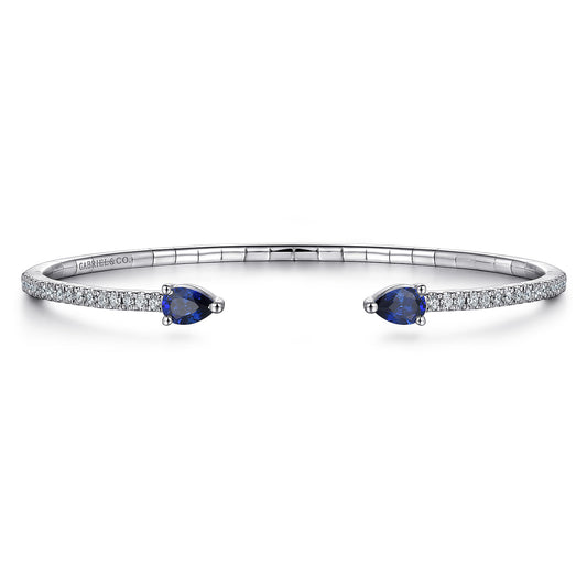 14K White Gold Arrow Sapphire and Diamond Cuff Bracelet — Gabriel & Co. BG4770-62W45SA