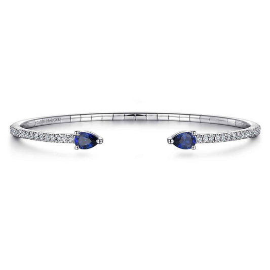 14K White Gold Arrow Sapphire and Diamond Cuff Bracelet — Gabriel & Co. BG4770-6W45SA
