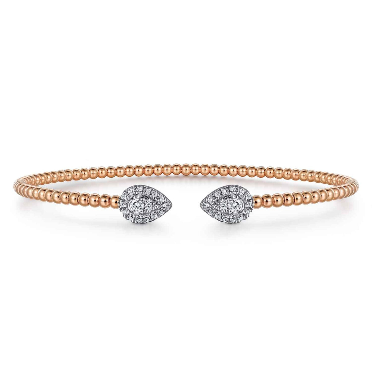 14K White and Rose Gold Diamond Pear Shape Bujukan Bangle — Gabriel & Co. BG4774-6T45JJ