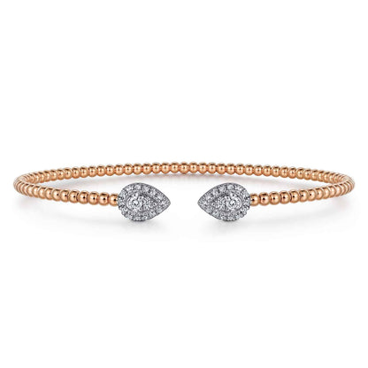 14K White and Rose Gold Diamond Pear Shape Bujukan Bangle — Gabriel & Co. BG4774-6T45JJ