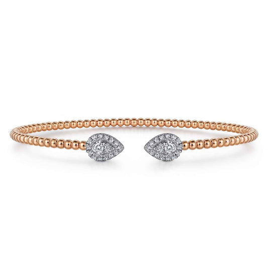 14K White and Rose Gold Diamond Pear Shape Bujukan Bangle — Gabriel & Co. BG4774-6T45JJ