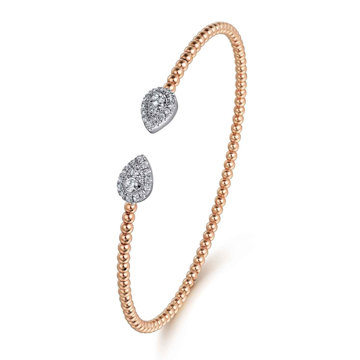 14K White and Rose Gold Diamond Pear Shape Bujukan Bangle — Gabriel & Co. BG4774-6T45JJ