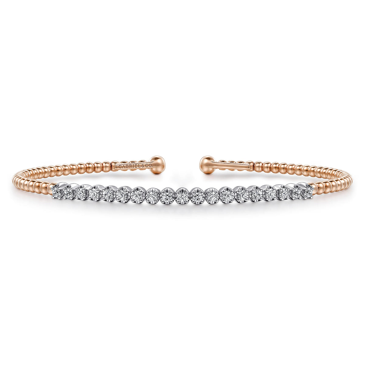 14K White-Rose Gold Bujukan Diamond Cuff Bracelet — Gabriel & Co. BG4781-62T45JJ