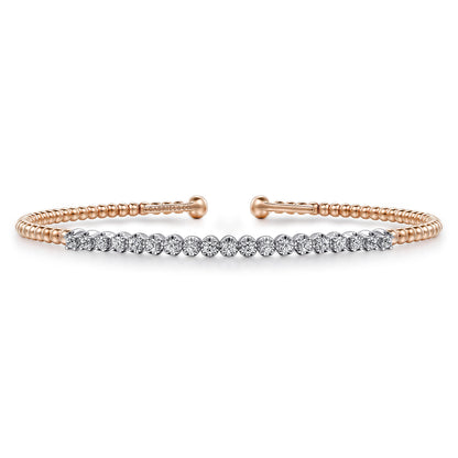 14K White-Rose Gold Bujukan Diamond Cuff Bracelet — Gabriel & Co. BG4781-62T45JJ