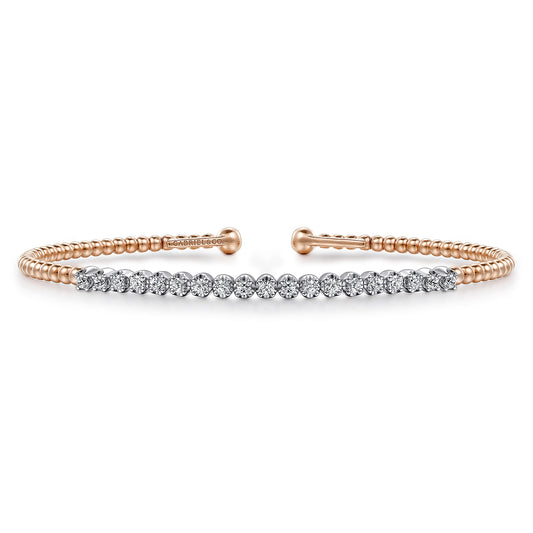 14K White-Rose Gold Bujukan Diamond Cuff Bracelet — Gabriel & Co. BG4781-62T45JJ