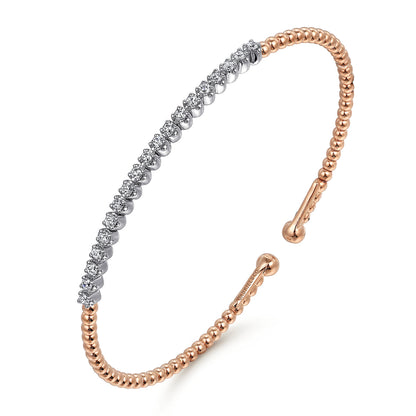14K White-Rose Gold Bujukan Diamond Cuff Bracelet — Gabriel & Co. BG4781-62T45JJ