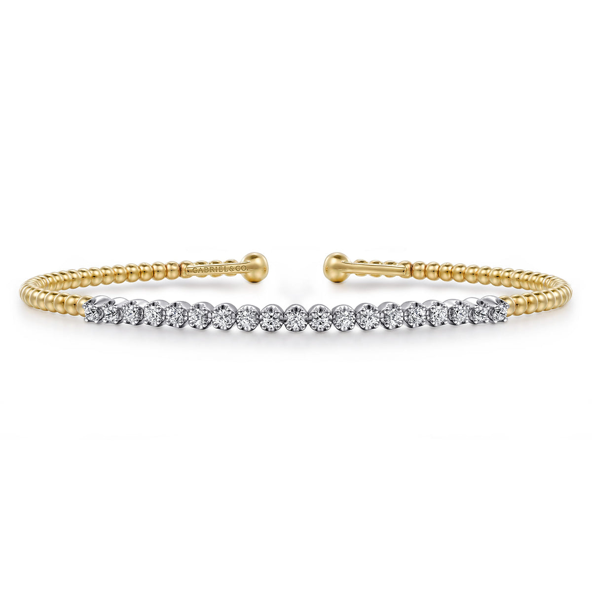 14K White-Yellow Gold Bujukan Diamond Cuff Bracelet — Gabriel & Co. BG4781-6M45JJ