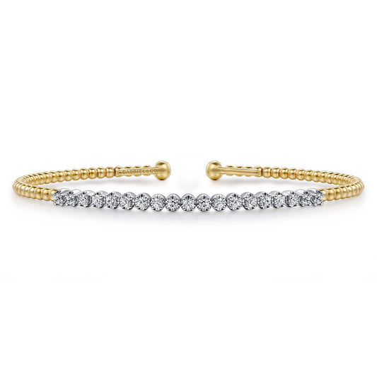 14K White-Yellow Gold Bujukan Diamond Cuff Bracelet — Gabriel & Co. BG4781-6M45JJ