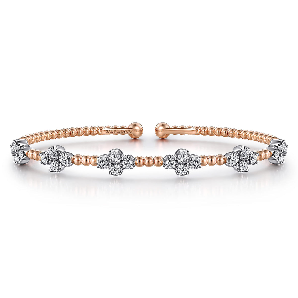 14K White-Rose Gold Bujukan Diamond Bangle — Gabriel & Co. BG4782-62T45JJ