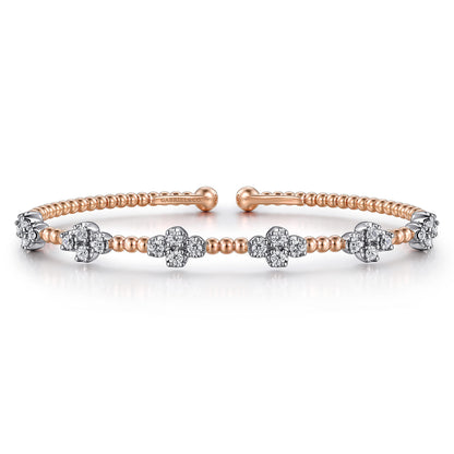 14K White-Rose Gold Bujukan Diamond Bangle — Gabriel & Co. BG4782-62T45JJ