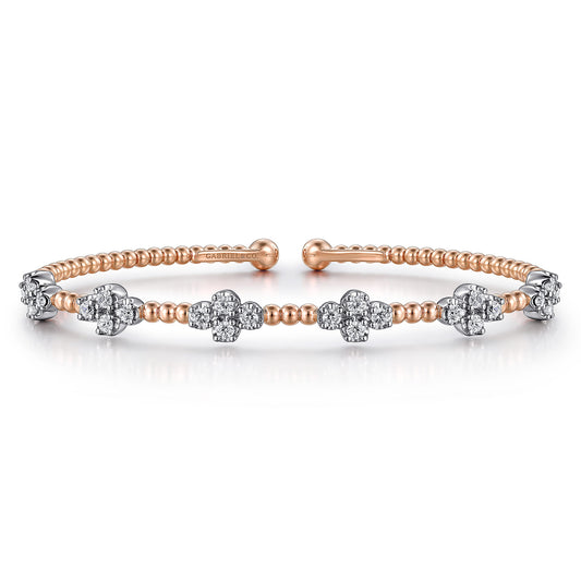 14K White-Rose Gold Bujukan Diamond Bangle — Gabriel & Co. BG4782-62T45JJ