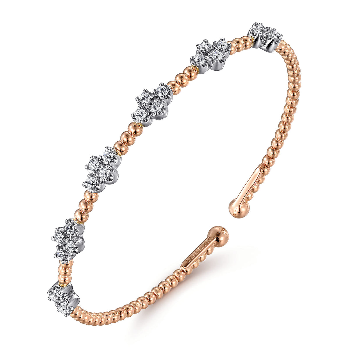 14K White-Rose Gold Bujukan Diamond Bangle — Gabriel & Co. BG4782-62T45JJ