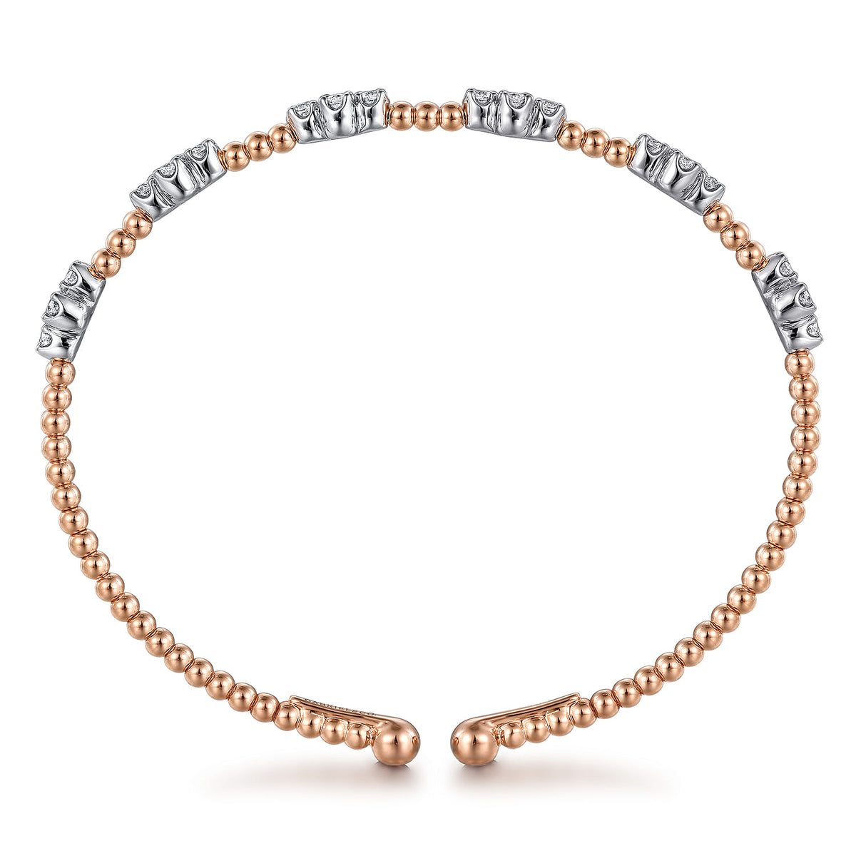 14K White-Rose Gold Bujukan Diamond Bangle — Gabriel & Co. BG4782-62T45JJ