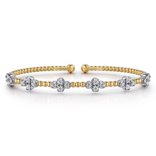 14K White-Yellow Gold Bujukan Diamond  Clover Bangle — Gabriel & Co. BG4782-6M45JJ