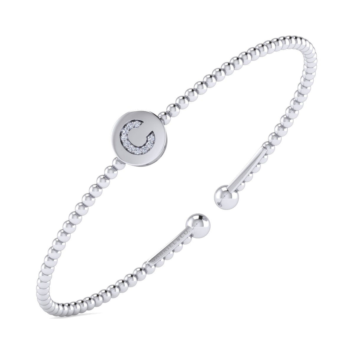 14K White Gold Round C Initial Diamond Bujukan Cuff Bracelet — Gabriel & Co. BG4787C-62W45JJ