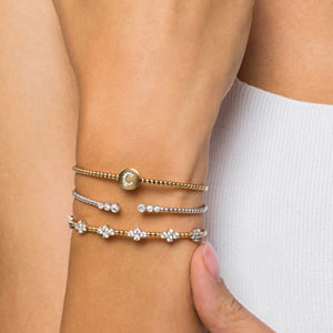 14K Yellow Gold Round C Initial Diamond Bujukan Cuff Bracelet — Gabriel & Co. BG4787C-62Y45JJ