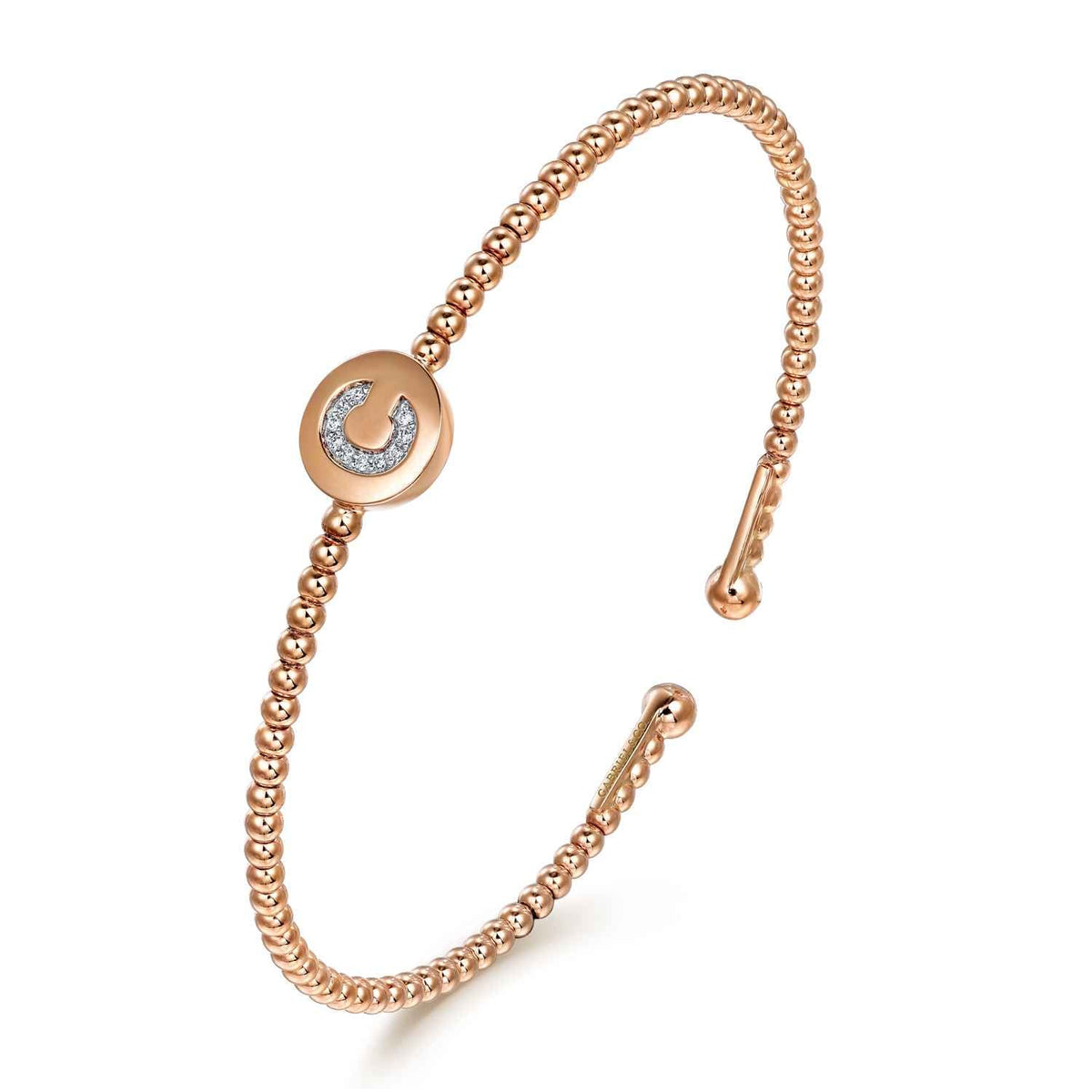 14K Rose Gold Round C Initial Diamond Bujukan Cuff Bracelet — Gabriel & Co. BG4787C-6K45JJ