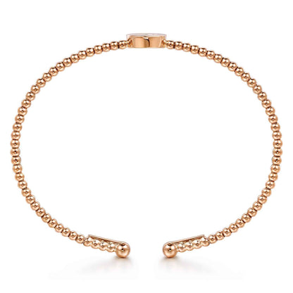 14K Rose Gold Round C Initial Diamond Bujukan Cuff Bracelet — Gabriel & Co. BG4787C-6K45JJ