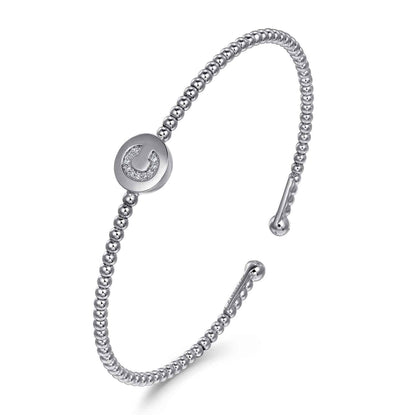14K White Gold Round C Initial Diamond Bujukan Cuff Bracelet — Gabriel & Co. BG4787C-6W45JJ
