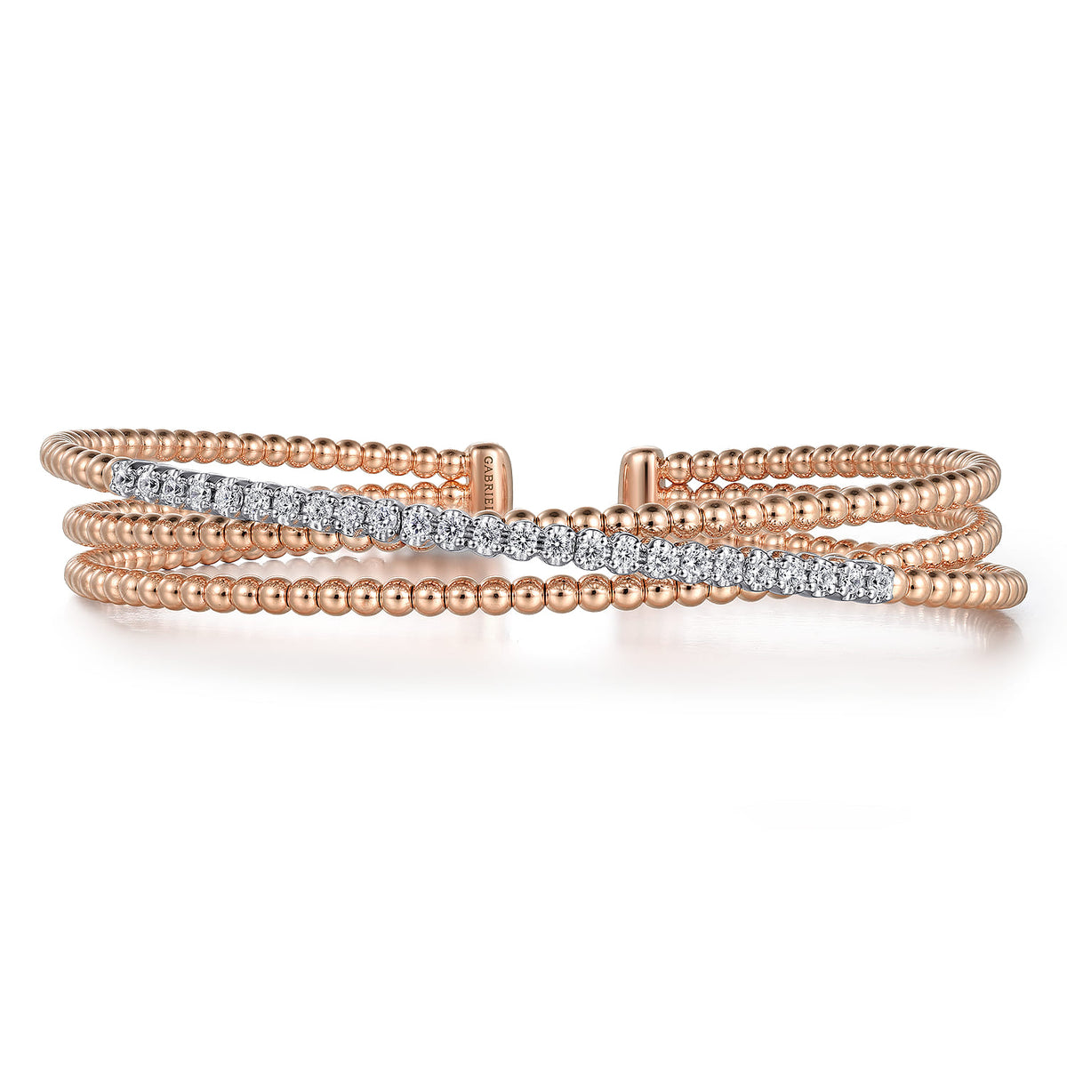 14K White-Rose Gold Bujukan Diamond Criss Cross Bangle — Gabriel & Co. BG4802-62T45JJ