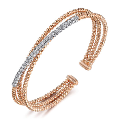 14K White-Rose Gold Bujukan Diamond Criss Cross Bangle — Gabriel & Co. BG4802-62T45JJ