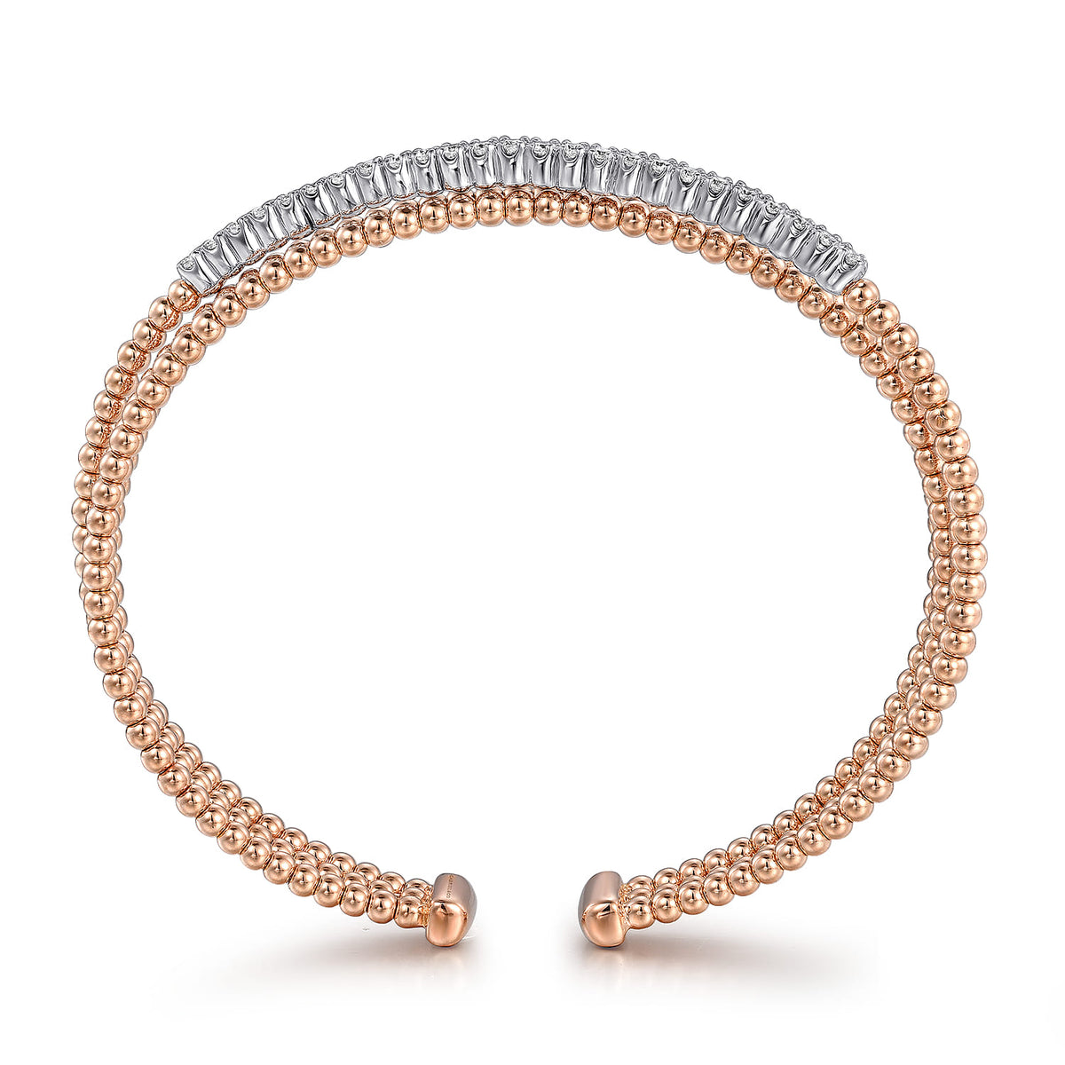 14K White-Rose Gold Bujukan Diamond Criss Cross Bangle — Gabriel & Co. BG4802-62T45JJ
