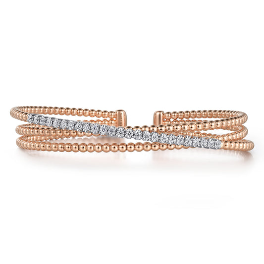 14K White-Rose Gold Bujukan Diamond Criss Cross Bangle — Gabriel & Co. BG4802-6T45JJ