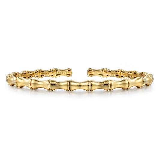14K Yellow Gold Bar Station Bangle — Gabriel & Co. BG4853-62Y4JJJ