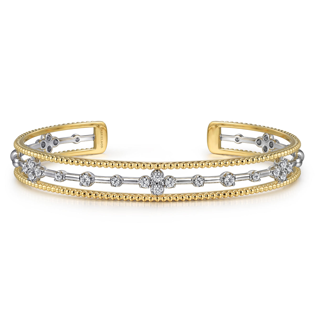 14K Mix of White and Yellow Gold Diamond Bangle — Gabriel & Co. BG4908-6M45JJ