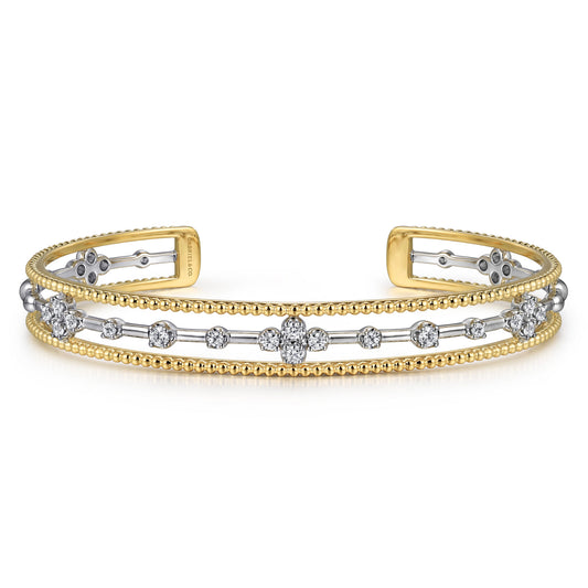 14K Mix of White and Yellow Gold Diamond Bangle — Gabriel & Co. BG4908-6M45JJ