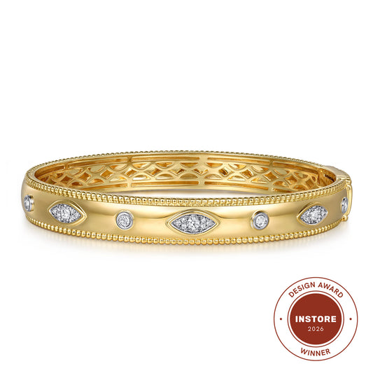 14K Yellow Gold Diamond Bujukan Bangle — Gabriel & Co. BG4913-65Y45JJ